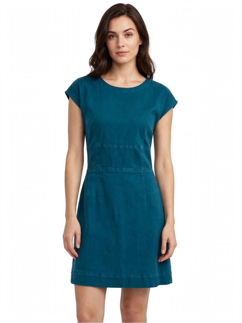 By Anthropologie 12 Teal Fit Flare Mini Dress Casual Coastal Feminine